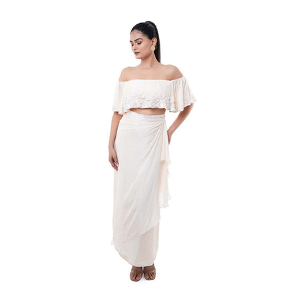 SAYAANIKA White Bianco Skirt with Crop Top (Set of 2)