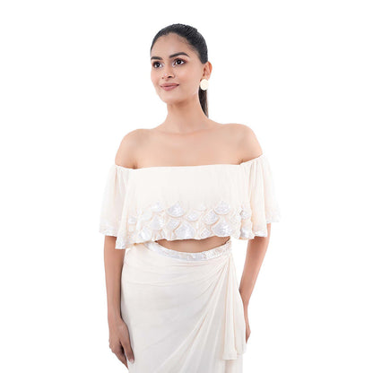 SAYAANIKA White Bianco Skirt with Crop Top (Set of 2)