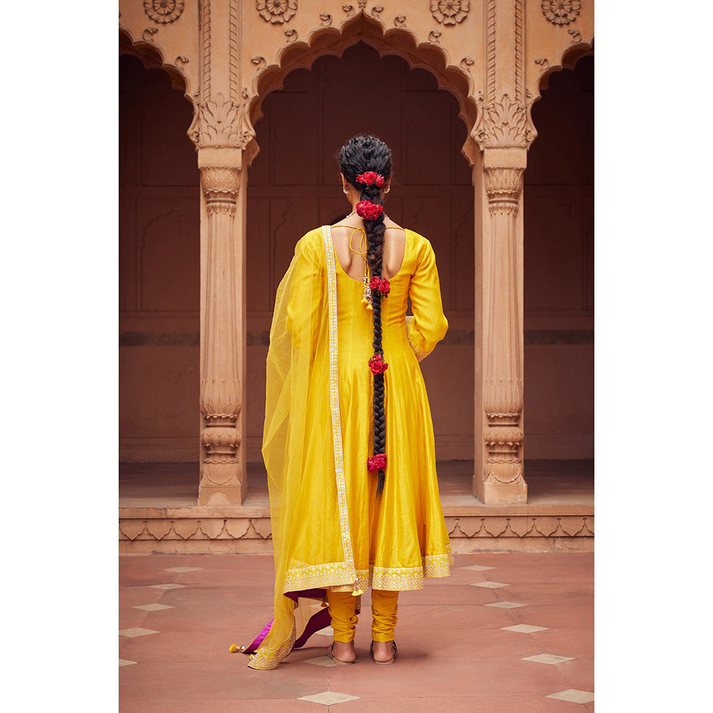 Seema Anand Esra Anarkali with Churidar and Dupatta (Set of 3)