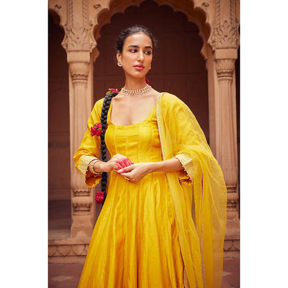 Seema Anand Esra Anarkali with Churidar and Dupatta (Set of 3)