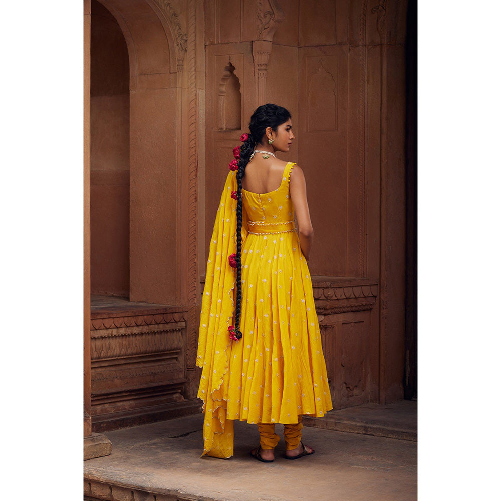 Seema Anand Faizah Anarkali with Churidar and Dupatta (Set of 3)