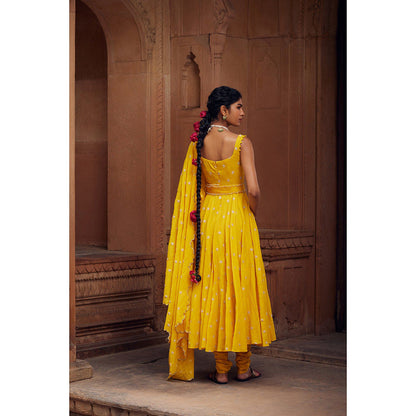 Seema Anand Faizah Anarkali with Churidar and Dupatta (Set of 3)