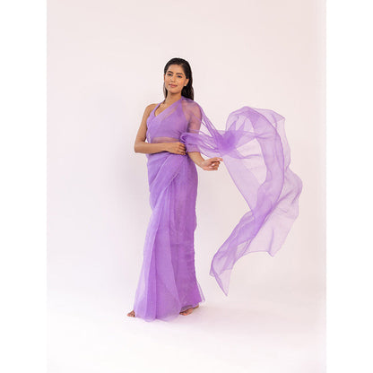 SHAAKHA Lavender Embellished Saree with Unstitched Blouse