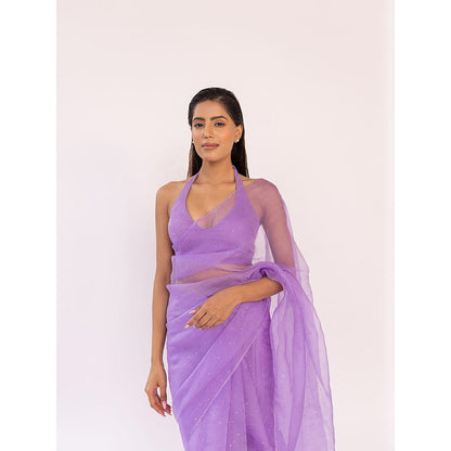 SHAAKHA Lavender Embellished Saree with Unstitched Blouse