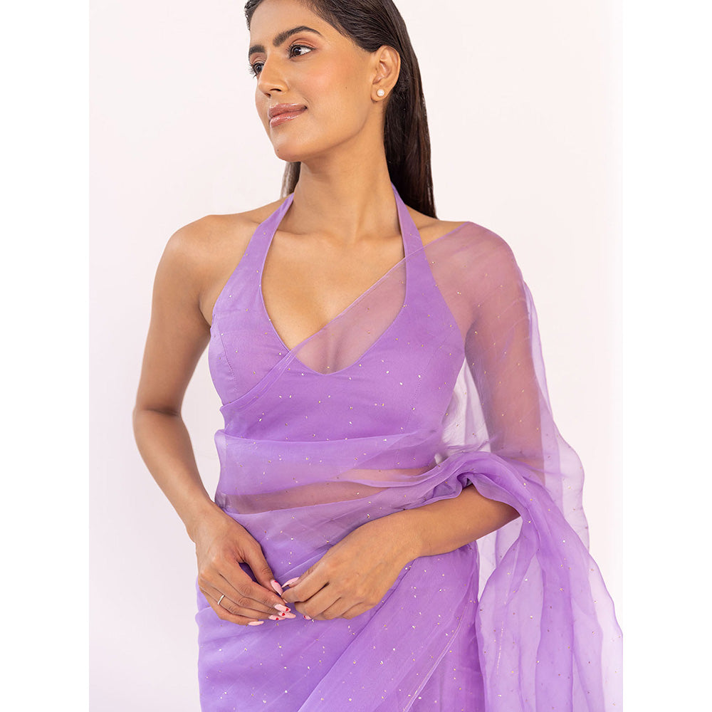 SHAAKHA Lavender Embellished Saree with Unstitched Blouse