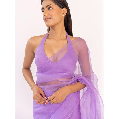 SHAAKHA Lavender Embellished Saree with Unstitched Blouse