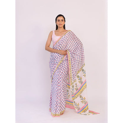 SHAAKHA Multi-Color Floral Saree with Unstitched Blouse