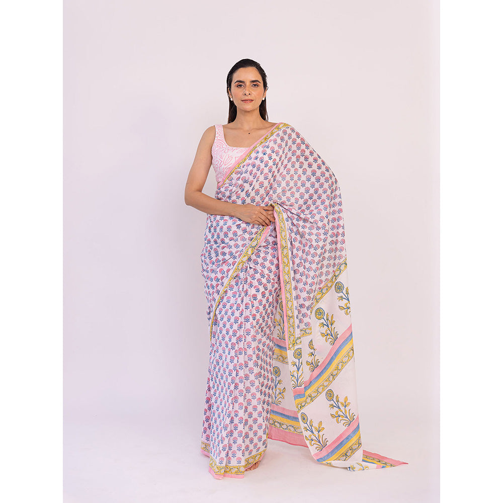 SHAAKHA Multi-Color Floral Saree with Unstitched Blouse
