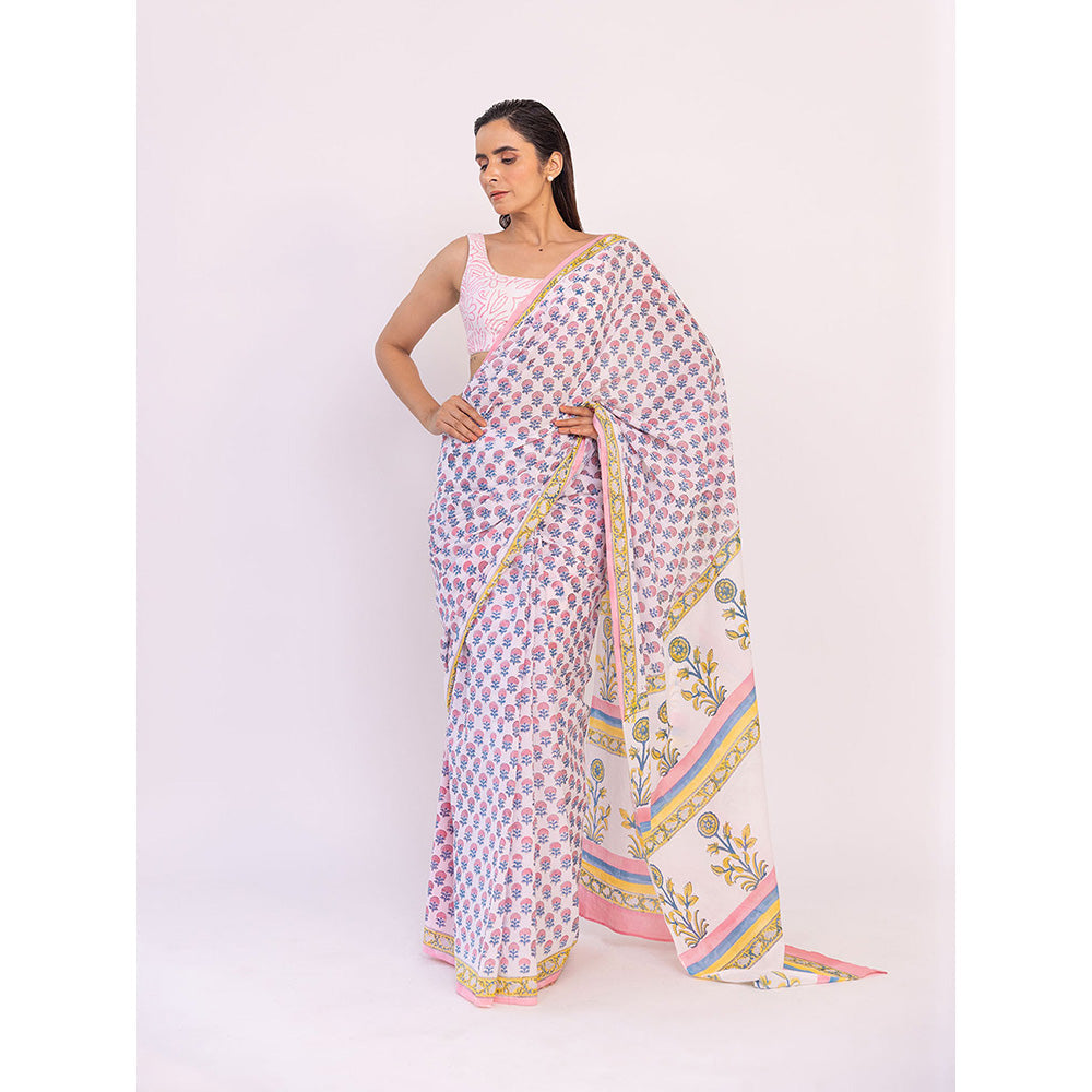 SHAAKHA Multi-Color Floral Saree with Unstitched Blouse