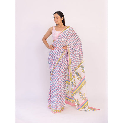 SHAAKHA Multi-Color Floral Saree with Unstitched Blouse