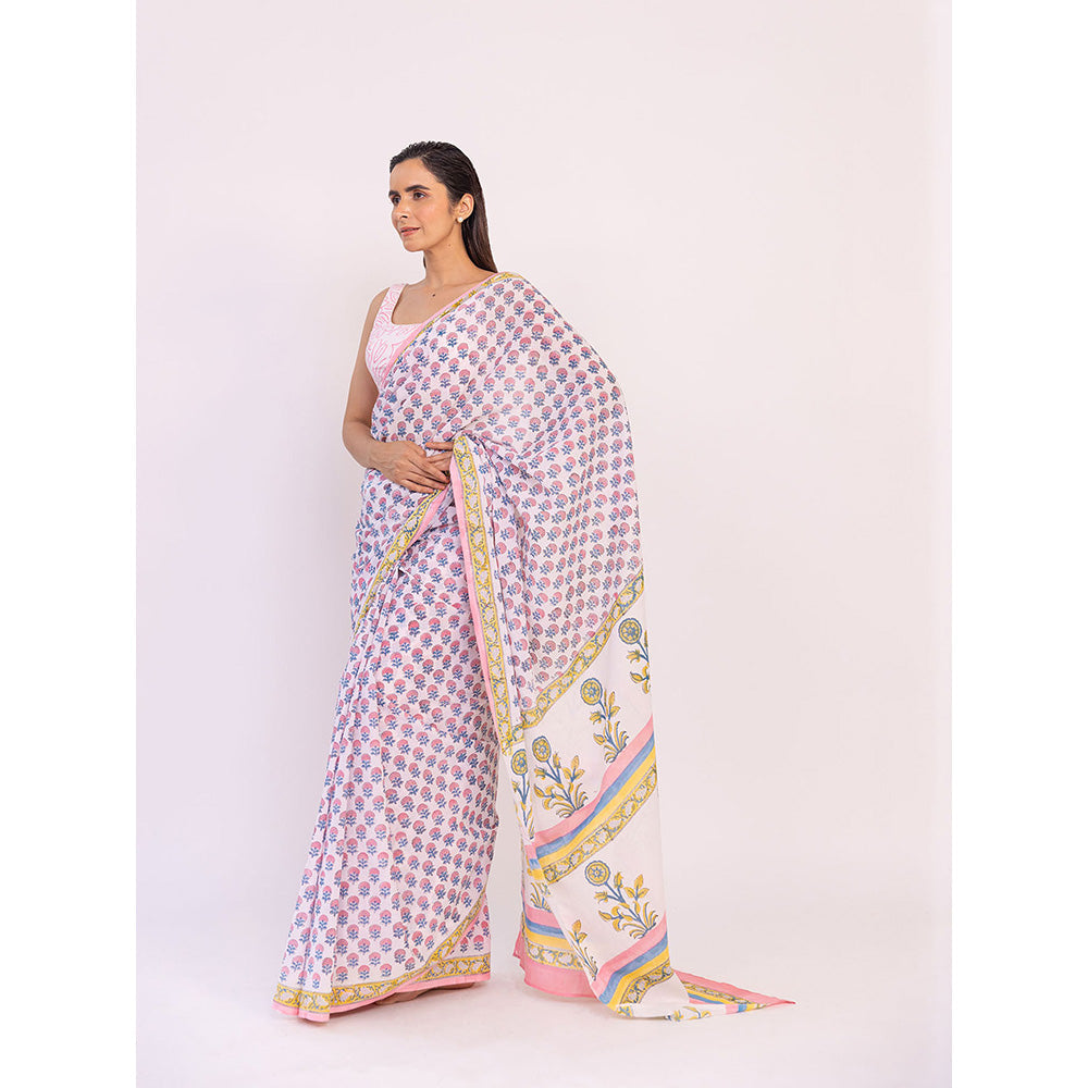 SHAAKHA Multi-Color Floral Saree with Unstitched Blouse