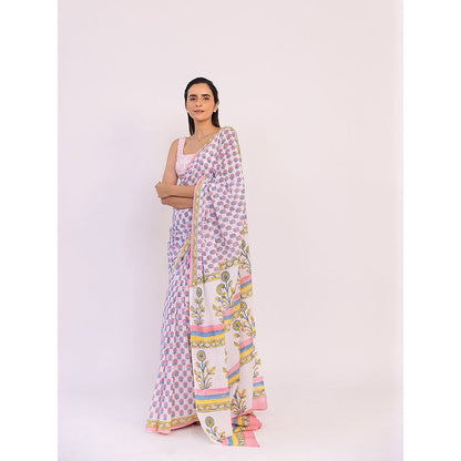 SHAAKHA Multi-Color Floral Saree with Unstitched Blouse