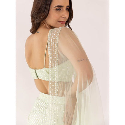 SHAAKHA Mint Green Cheela Bandeau and Pant with Dupatta (Set of 3)