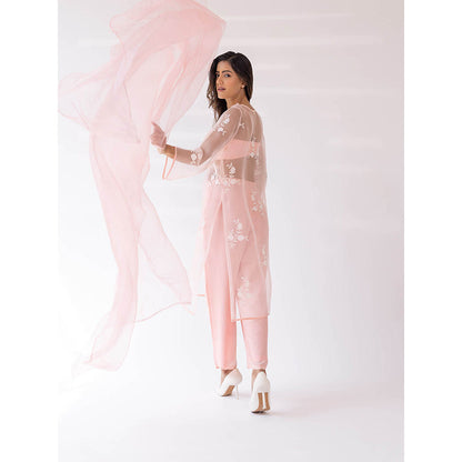 SHAAKHA Peach Priyal Bandeau Kurta and Pant with Dupatta (Set of 4)