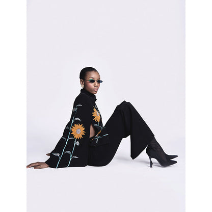 Shahin Mannan Sunflower Cape With Bell Bottom Pant (Set of 2)