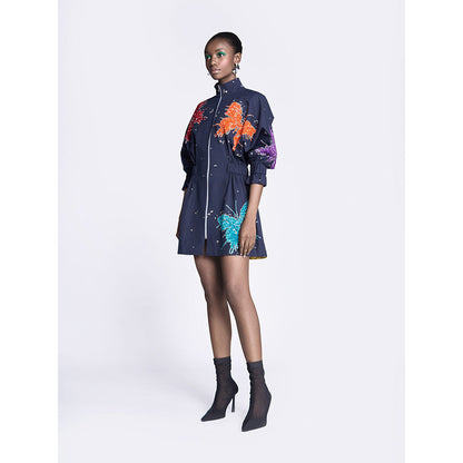Shahin Mannan Butterfly Splashes Jacket Dress