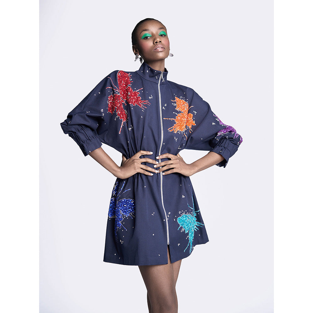 Shahin Mannan Butterfly Splashes Jacket Dress