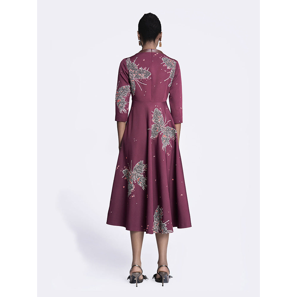 Shahin Mannan Butterfly Splashes Circular Midi Dress