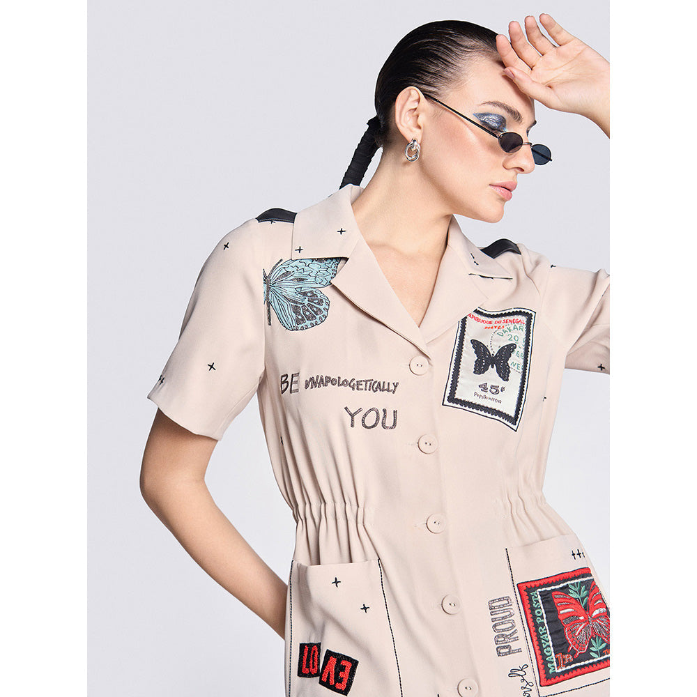 Shahin Mannan Butterfly Stamp Summer Coat Dress