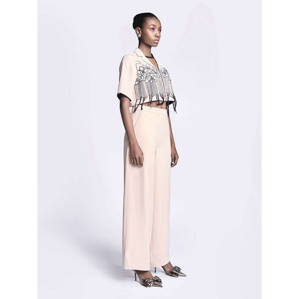 Shahin Mannan Abstract Roses Cropped Shirt With Flared Pant (Set of 2)