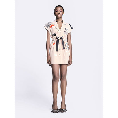 Shahin Mannan Telephone And Circles Robe Dress With Belt (Set of 2)
