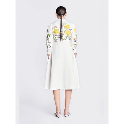 Shahin Mannan Colourful Lotus Wrap White Dress
