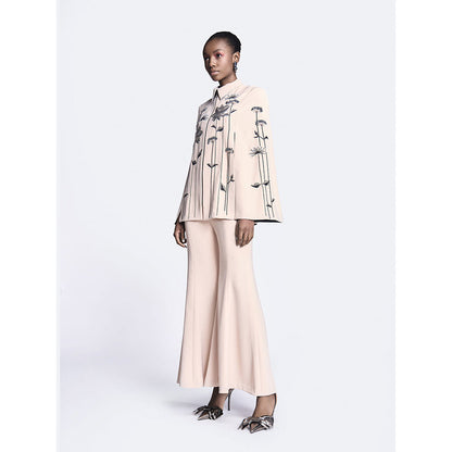 Shahin Mannan Metallic Lotus Cape With Bell Bottom Pant (Set of 2)