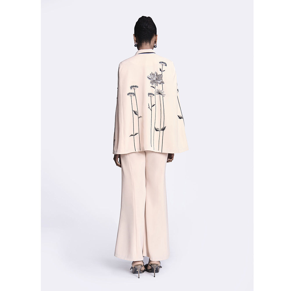 Shahin Mannan Metallic Lotus Cape With Bell Bottom Pant (Set of 2)