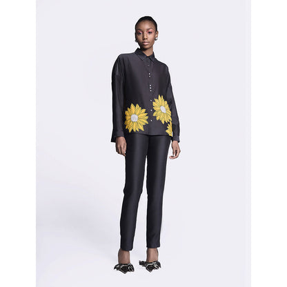 Shahin Mannan Sunflower Applique Boxy Shirt With Narrow Pant (Set of 2)