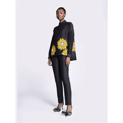 Shahin Mannan Sunflower Applique Boxy Shirt With Narrow Pant (Set of 2)