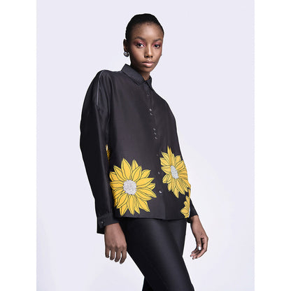 Shahin Mannan Sunflower Applique Boxy Shirt With Narrow Pant (Set of 2)
