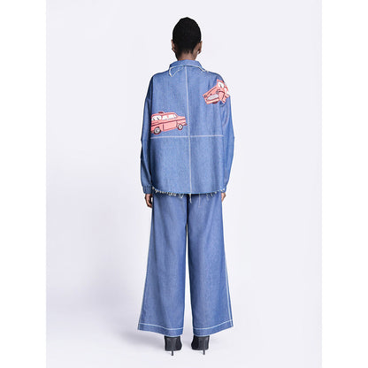 Shahin Mannan Taxi Oversized Shirt Jacket With Flared Pant (Set of 2)