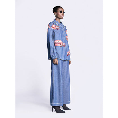 Shahin Mannan Taxi Oversized Shirt Jacket With Flared Pant (Set of 2)