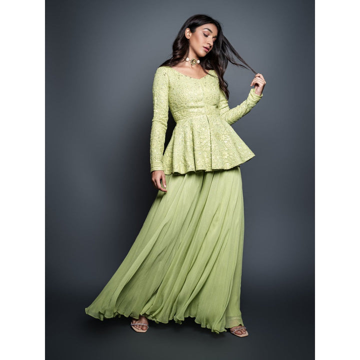 Shahmeen Husain Lemon Green Palazzo (Set of 2)