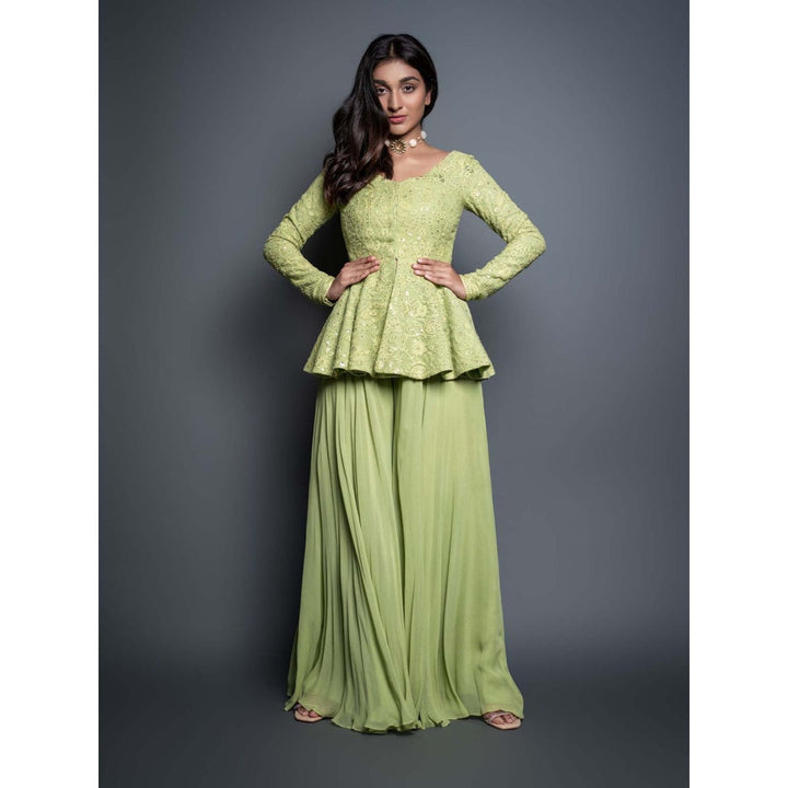 Shahmeen Husain Lemon Green Palazzo (Set of 2)