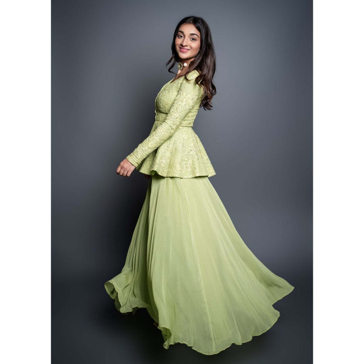 Shahmeen Husain Lemon Green Palazzo (Set of 2)