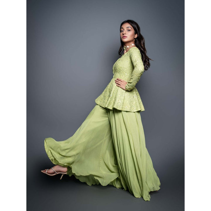 Shahmeen Husain Lemon Green Palazzo (Set of 2)