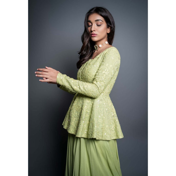 Shahmeen Husain Lemon Green Palazzo (Set of 2)