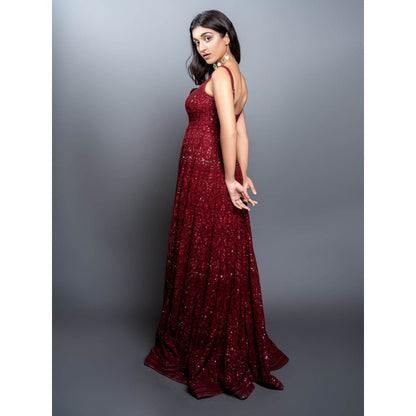 Shahmeen Husain Red Chikankari Anarkali