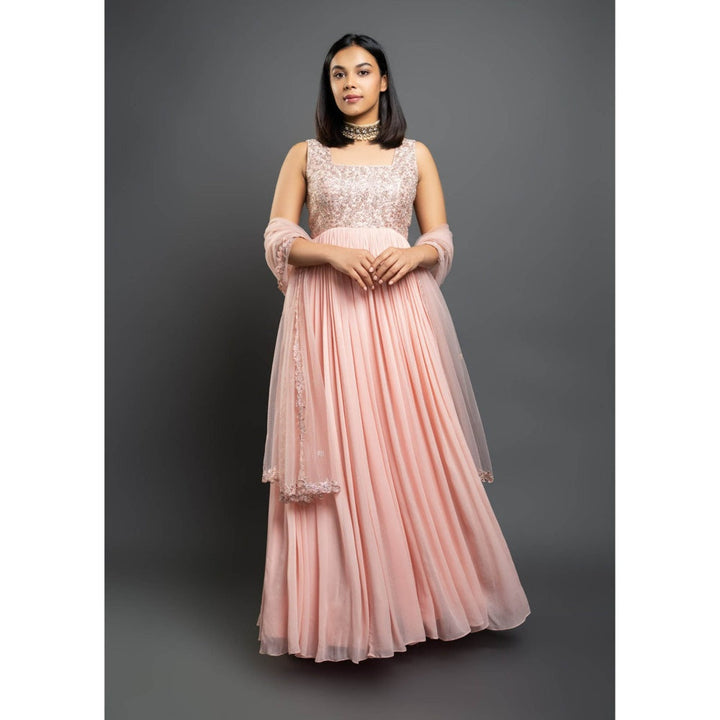 Shahmeen Husain Pink Embellished Anarkali (Set of 2)