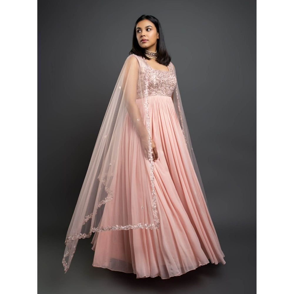 Shahmeen Husain Pink Embellished Anarkali (Set of 2)