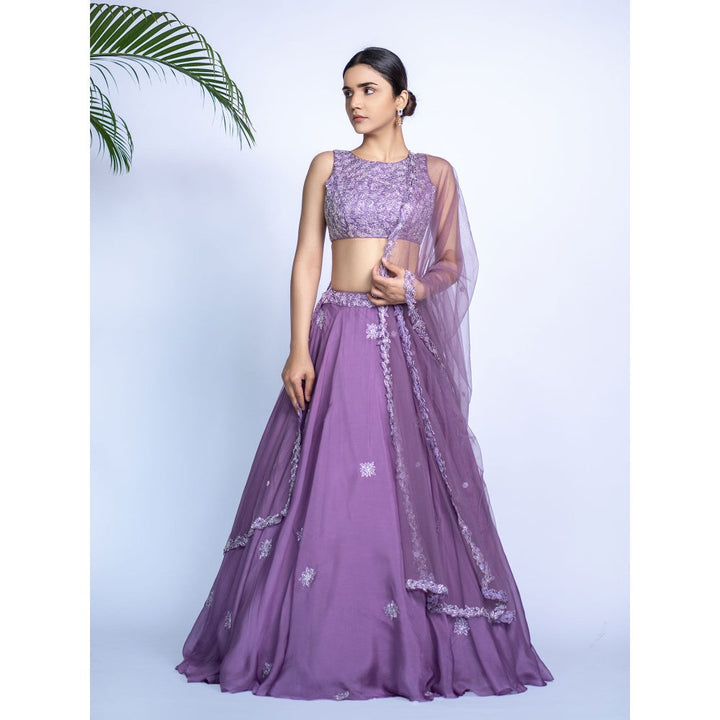 Shahmeen Husain Purple Lehenga (Set of 3)