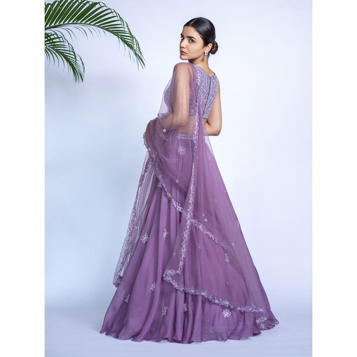 Shahmeen Husain Purple Lehenga (Set of 3)