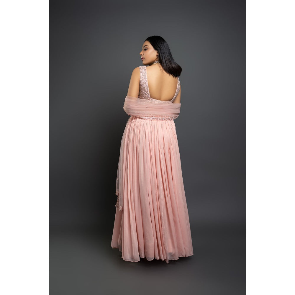 Shahmeen Husain Pink Embroidered Anarkali with Dupatta (Set of 2)