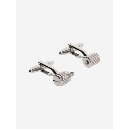Shaze Silver Rhodium-Plated Screw Cufflinks