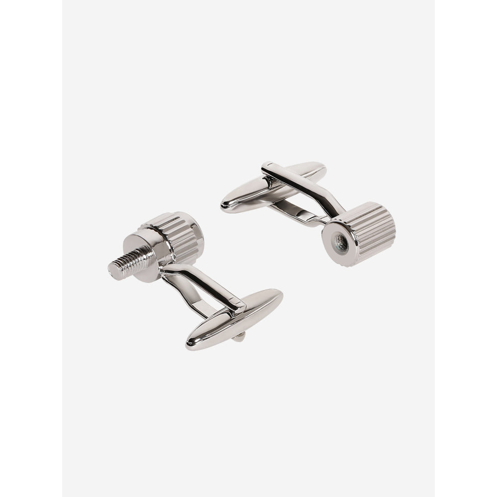 Shaze Silver Rhodium-Plated Screw Cufflinks