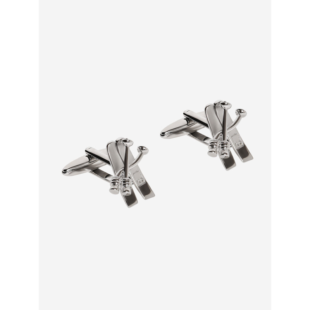 Shaze Silver Rhodium-Plated Abstract Cufflinks