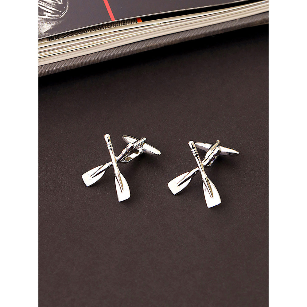 Shaze Silver Rhodium-Plated Shovel Cufflinks