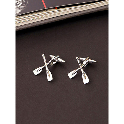 Shaze Silver Rhodium-Plated Shovel Cufflinks