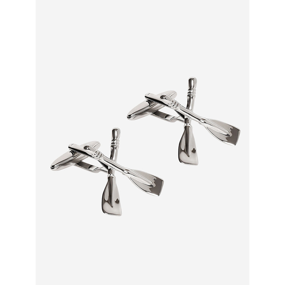 Shaze Silver Rhodium-Plated Shovel Cufflinks